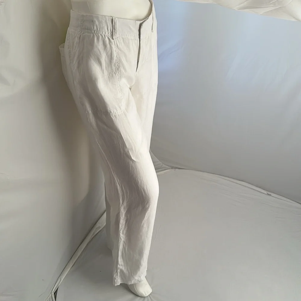Banana Republic white unlined lightweight linen wide leg palazzo pants